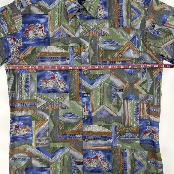 Men's Harley-Davidson Short‎ Sleeve Button Down Shirt Multicolor L Tori Richard - Picture 7 of 8